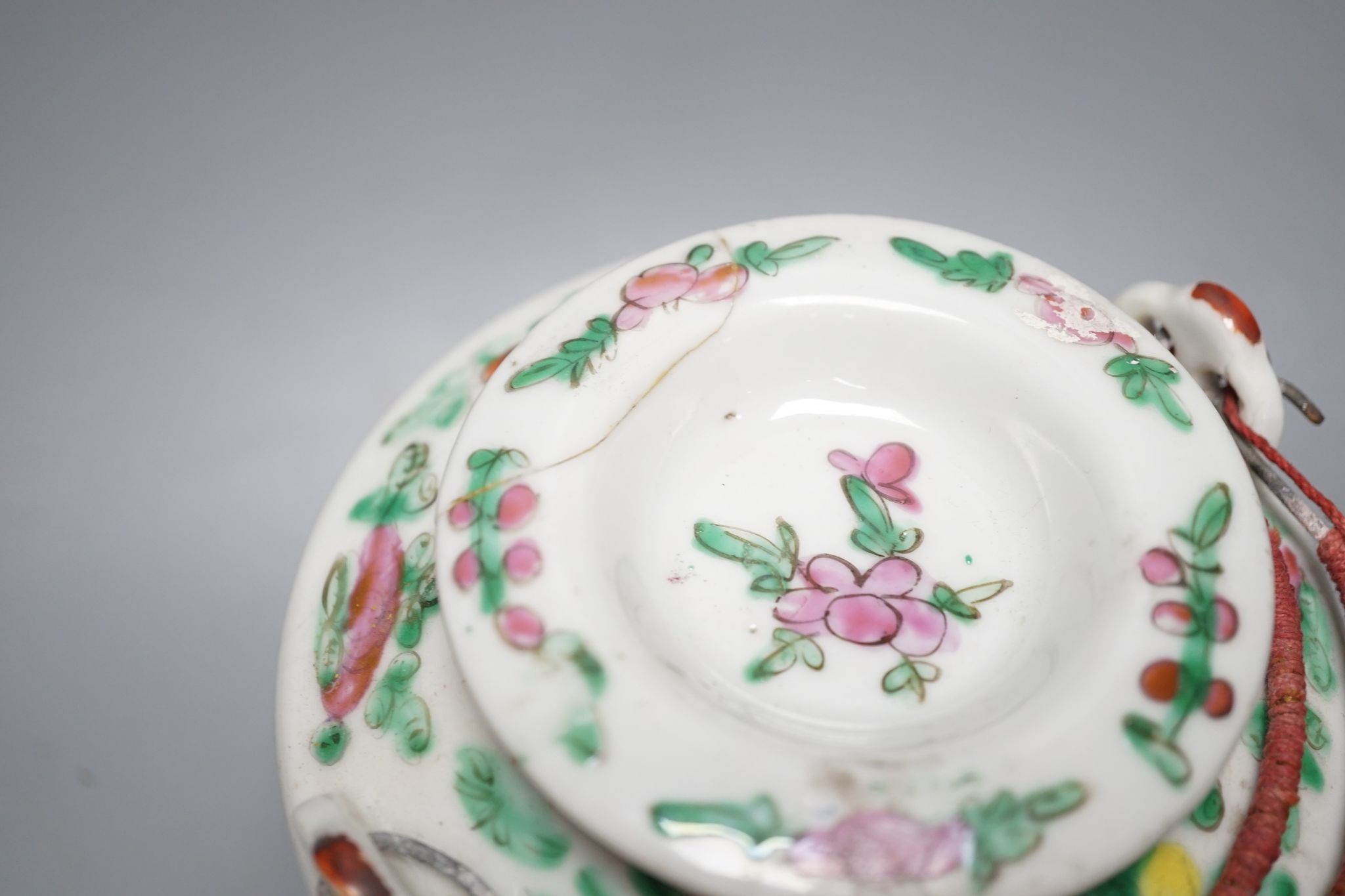 A Chinese famille rose teapot, a similar bowl and an enamelled porcelain jug (3)